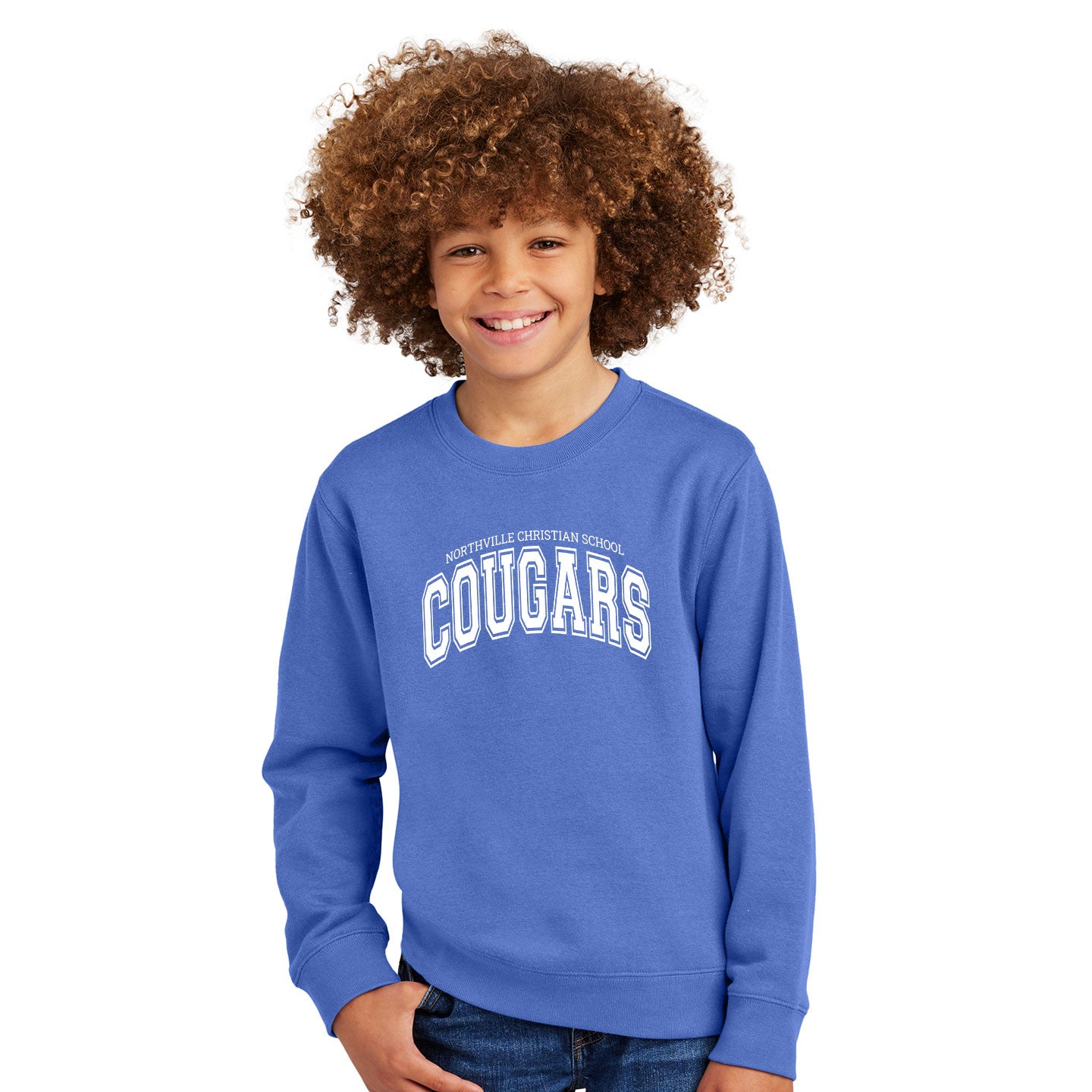 NVCS - Cougars Wordmark District Youth V.I.T. Fleece Crew
