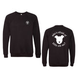 Peace Love and Paws Rescue - Whos Afraid of Little Old Me? Unisex fleece Raglan Crewneck Sweatshirt