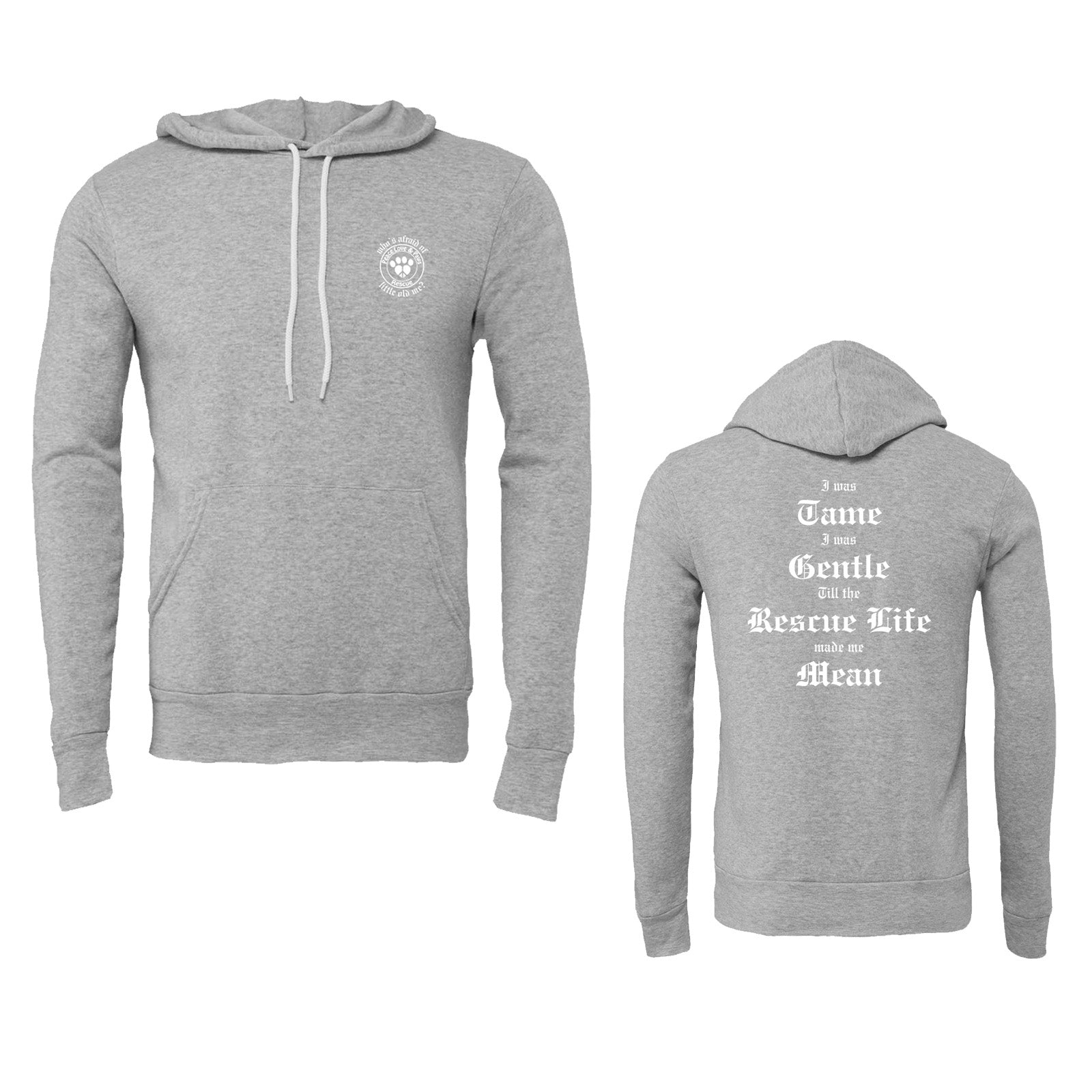 Peace Love and Paws Rescue -Whos Afraid Of little old me? Swifty Unisex Bella Sponge Fleece Hoodie