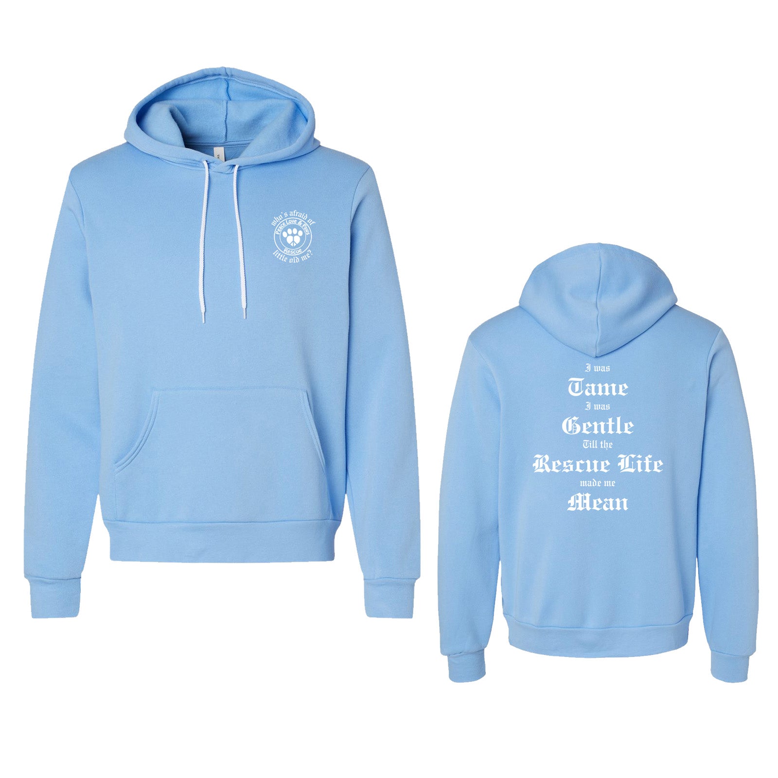 Peace Love and Paws Rescue -Whos Afraid Of little old me? Swifty Unisex Bella Sponge Fleece Hoodie