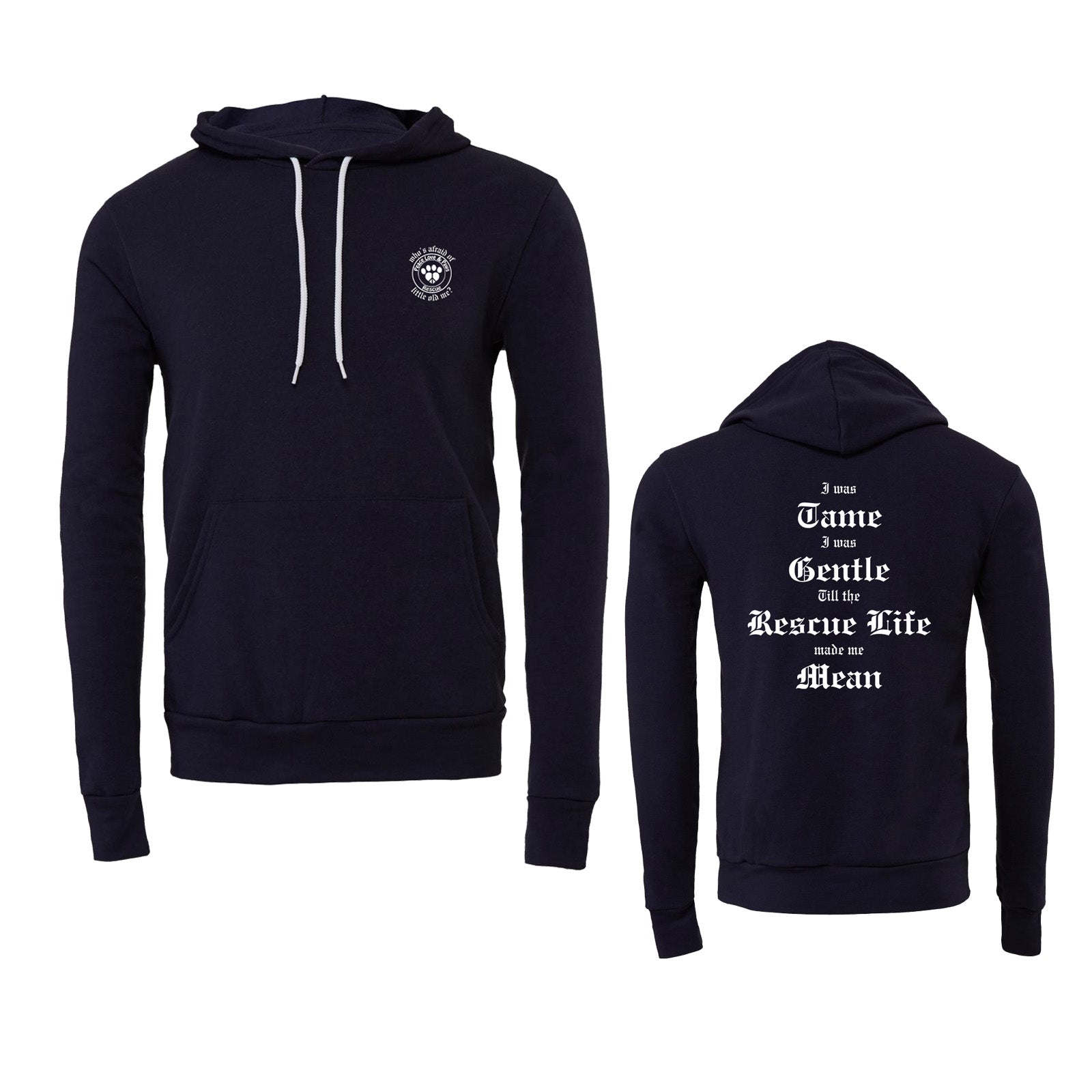 Peace Love and Paws Rescue -Whos Afraid Of little old me? Swifty Unisex Bella Sponge Fleece Hoodie