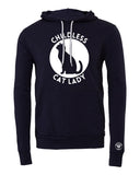 Peace Love and Paws Rescue -Childless Cat Lady Unisex Bella Sponge Fleece Hoodie