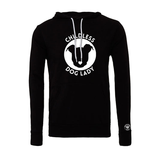 Peace Love and Paws Rescue -Childless Dog Lady Unisex Bella Sponge Fleece Hoodie