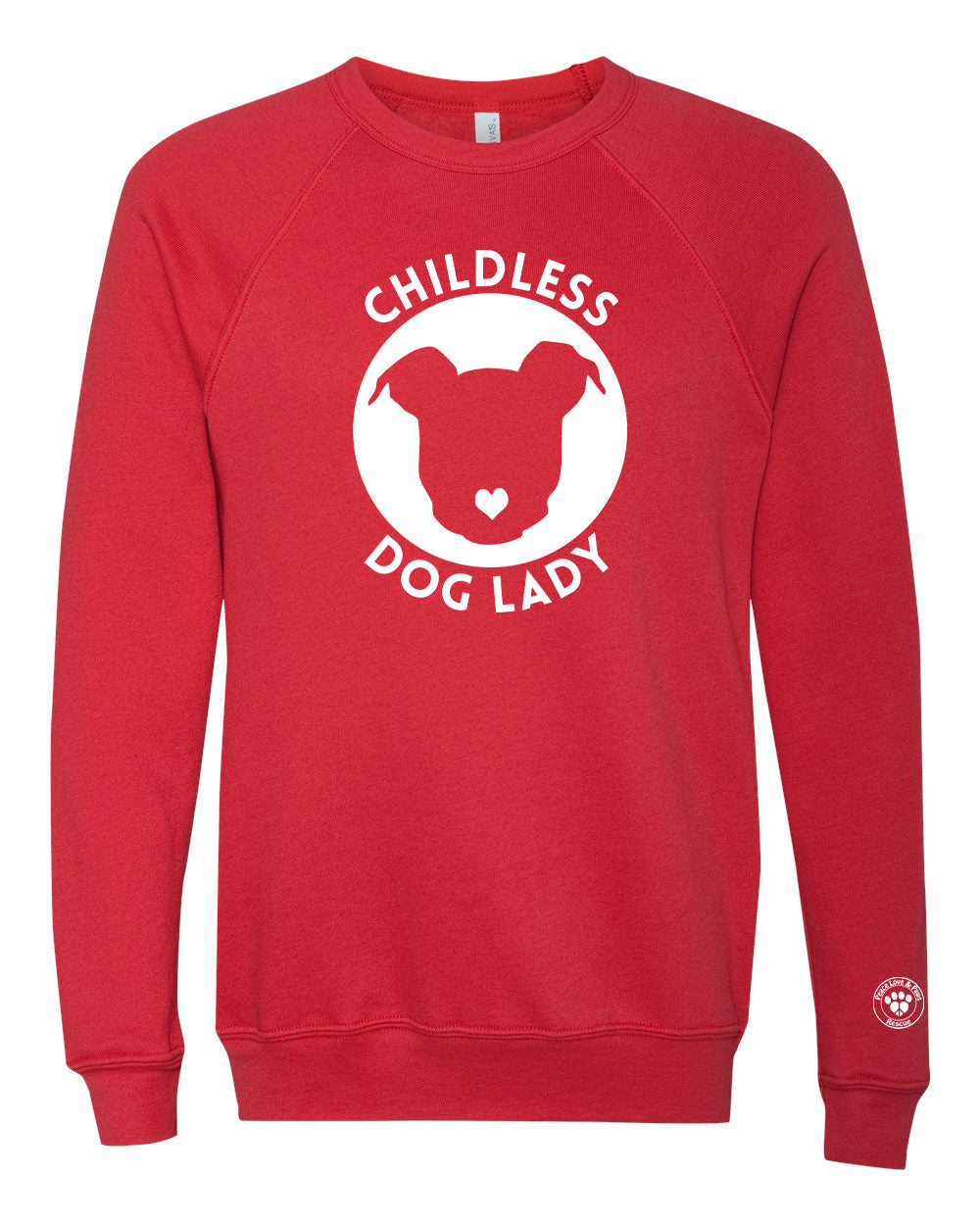 Peace Love and Paws Rescue -Childless Dog Lady Unisex fleece Raglan Crewneck Sweatshirt