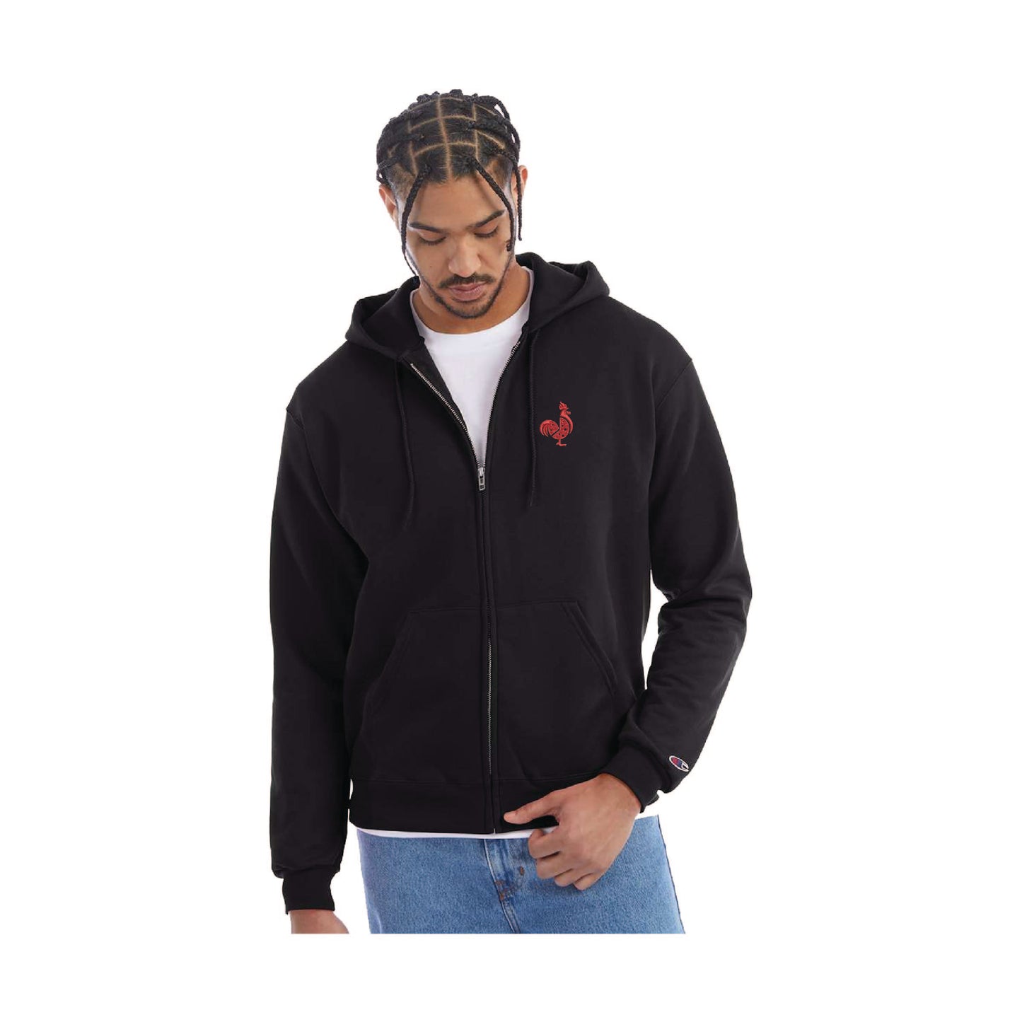 Saroki's Chicken - Embroidered Champion Powerblend® Full-Zip Hooded Sweatshirt