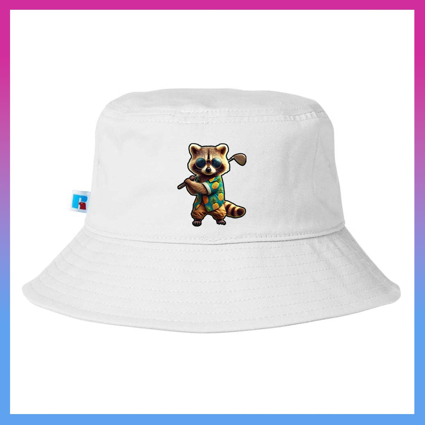 Domino Effect Apparel - Golfer Bob Printed Russell Athletic Bucket Hat