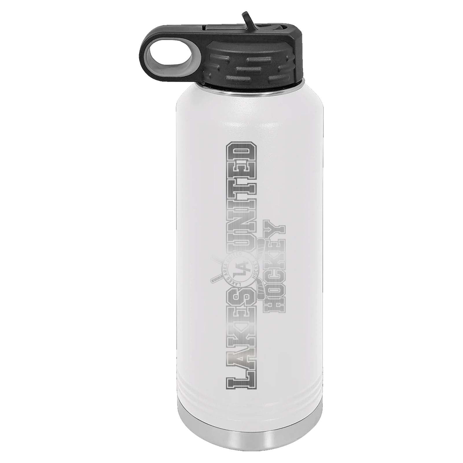 Lakes United Hockey Laser Engraved 32oz Water Bottle with Flip Lid