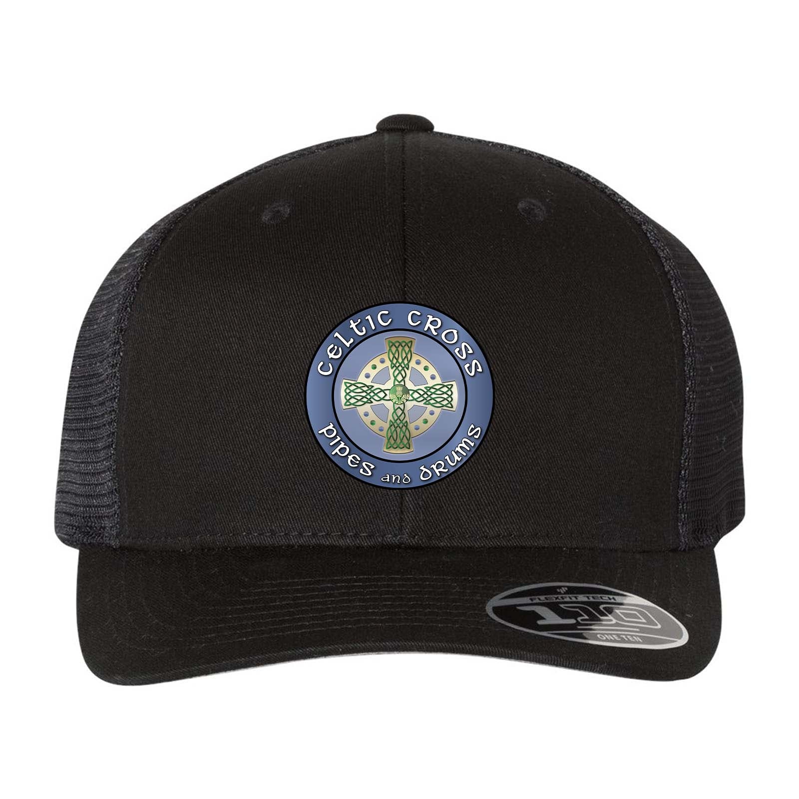 Celtic Cross Fan Embroidery Flexfit 110M Trucker Mesh-Back Cap - Mato & Hash