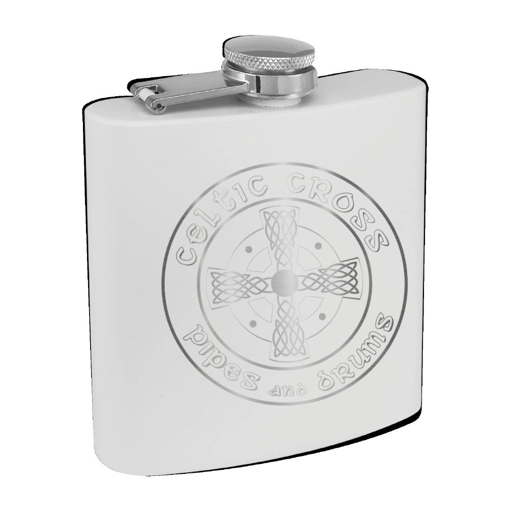 Celtic Cross Fan Engraved Matte Flasks - Mato & Hash