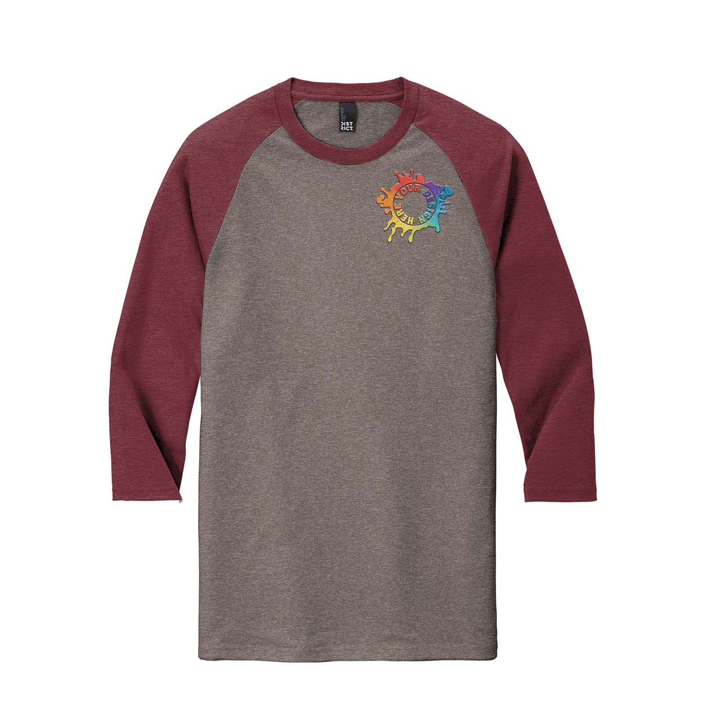 District Perfect Tri  3/4-Sleeve Raglan T Shirt Embroidery