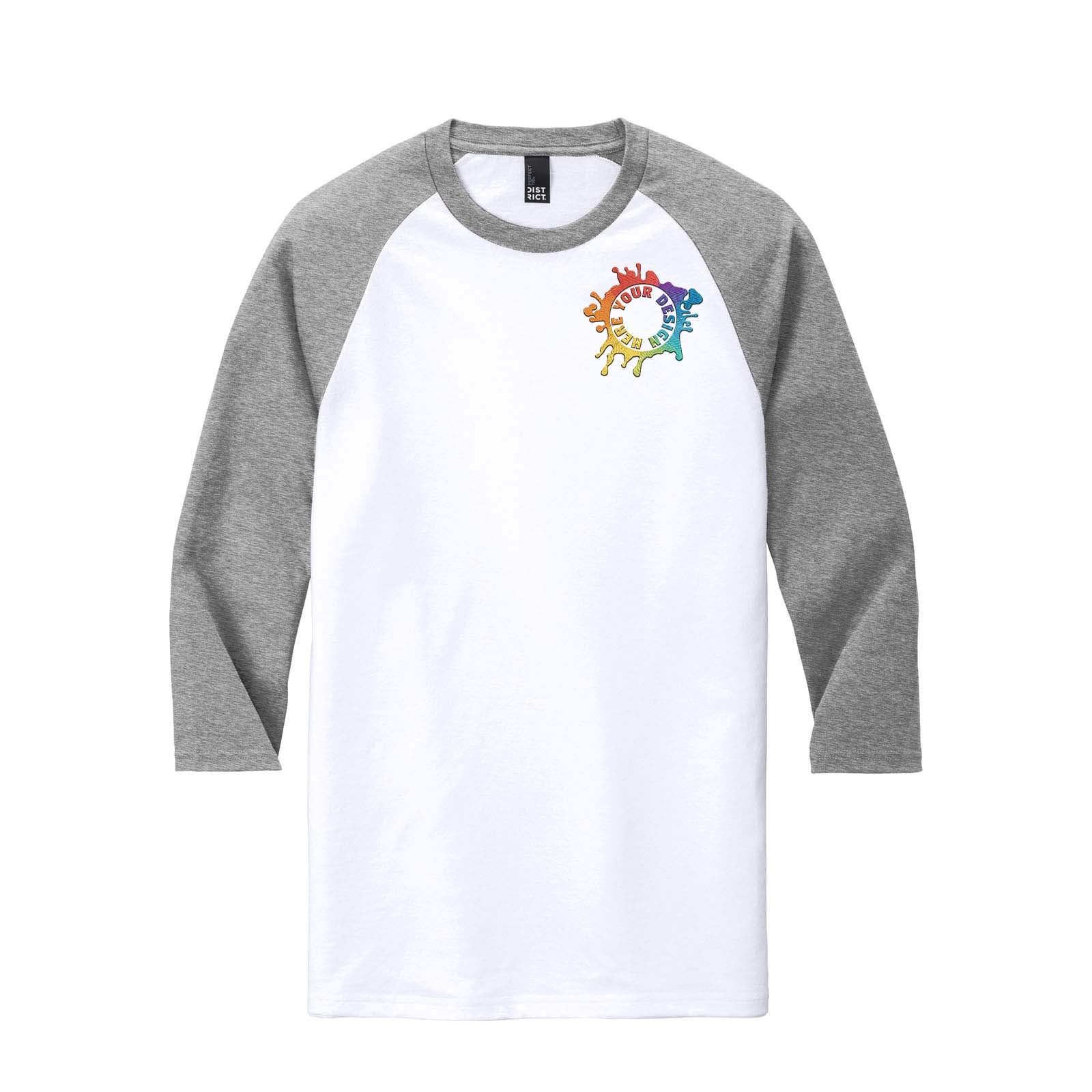 District Perfect Tri  3/4-Sleeve Raglan T Shirt Embroidery