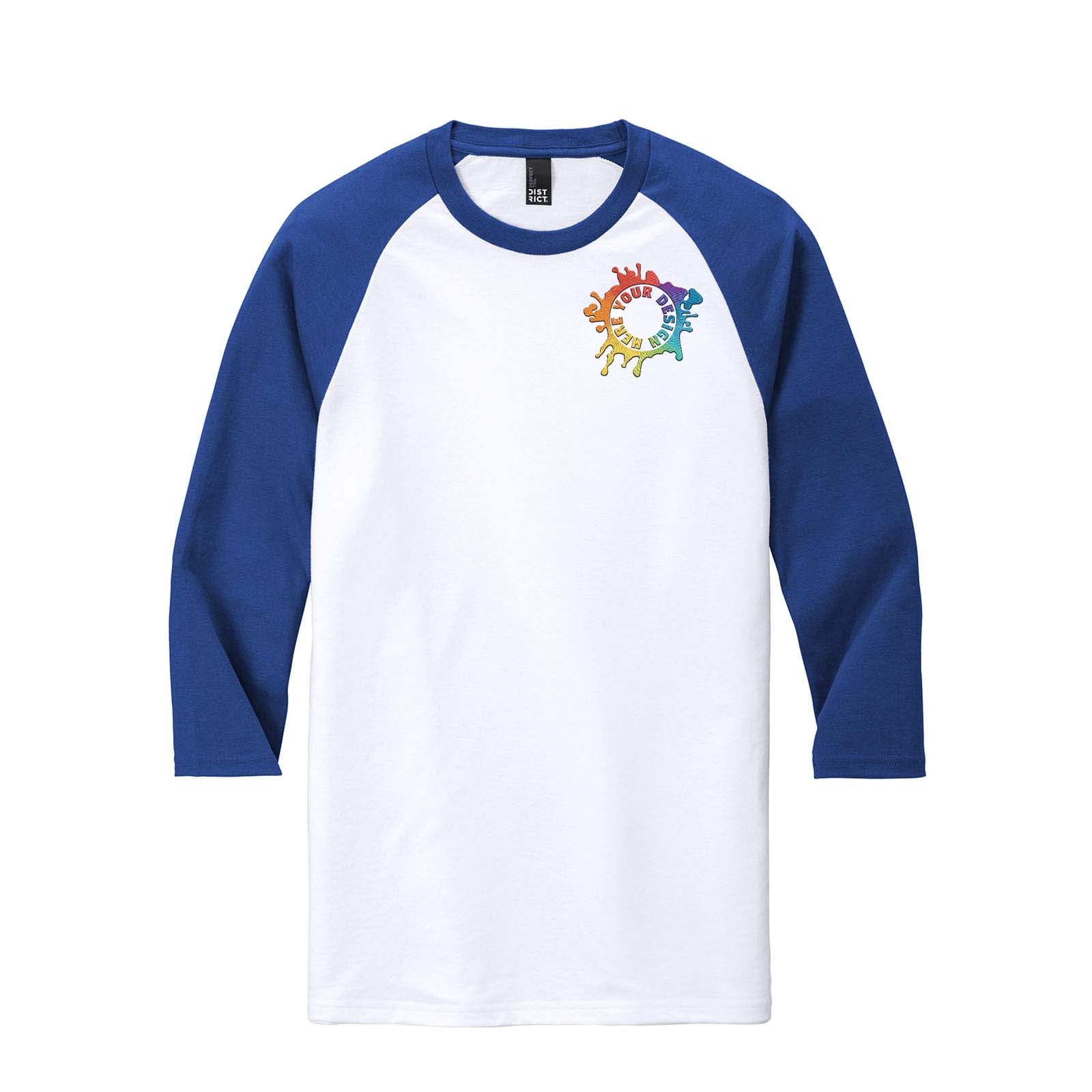 District Perfect Tri  3/4-Sleeve Raglan T Shirt Embroidery