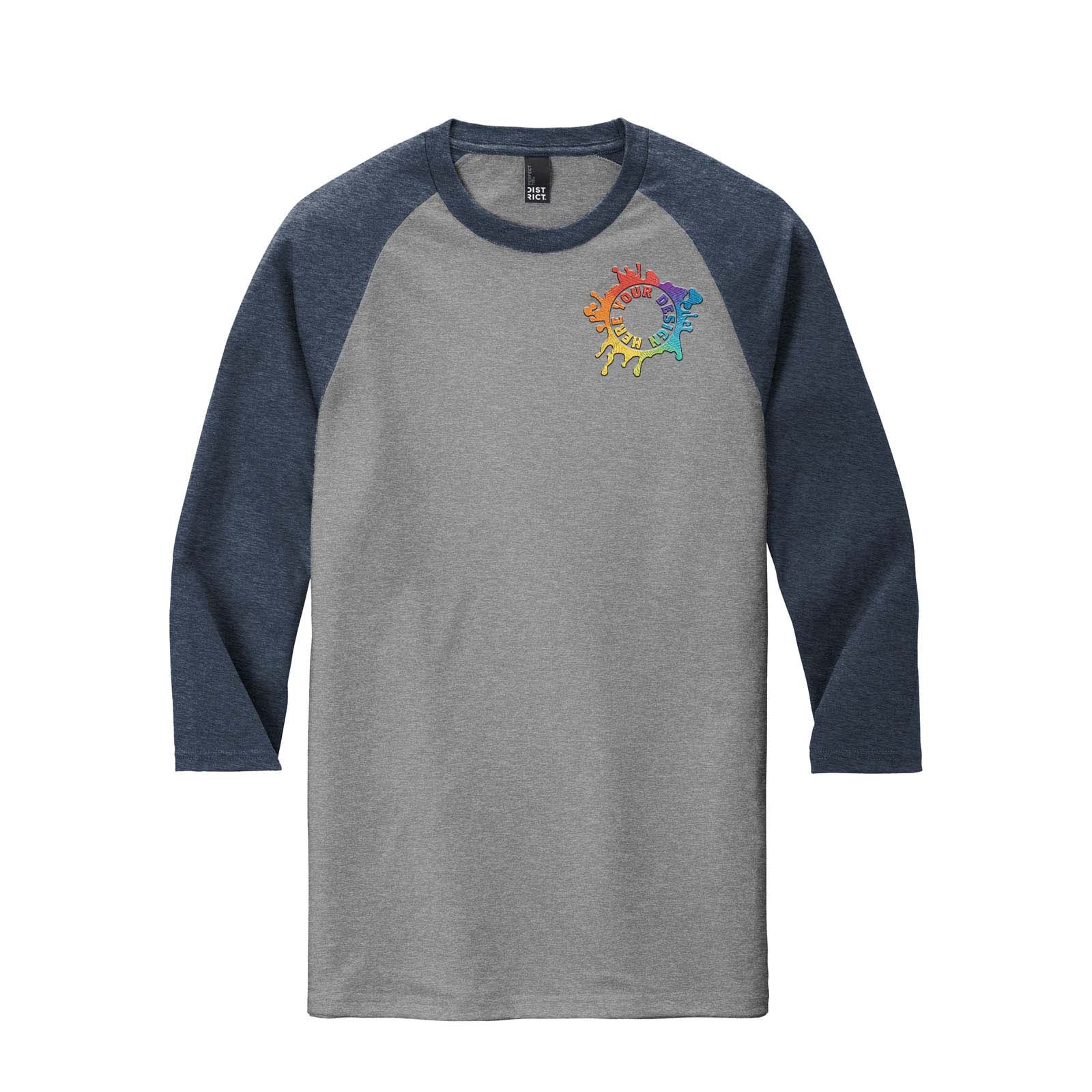 District Perfect Tri  3/4-Sleeve Raglan T Shirt Embroidery