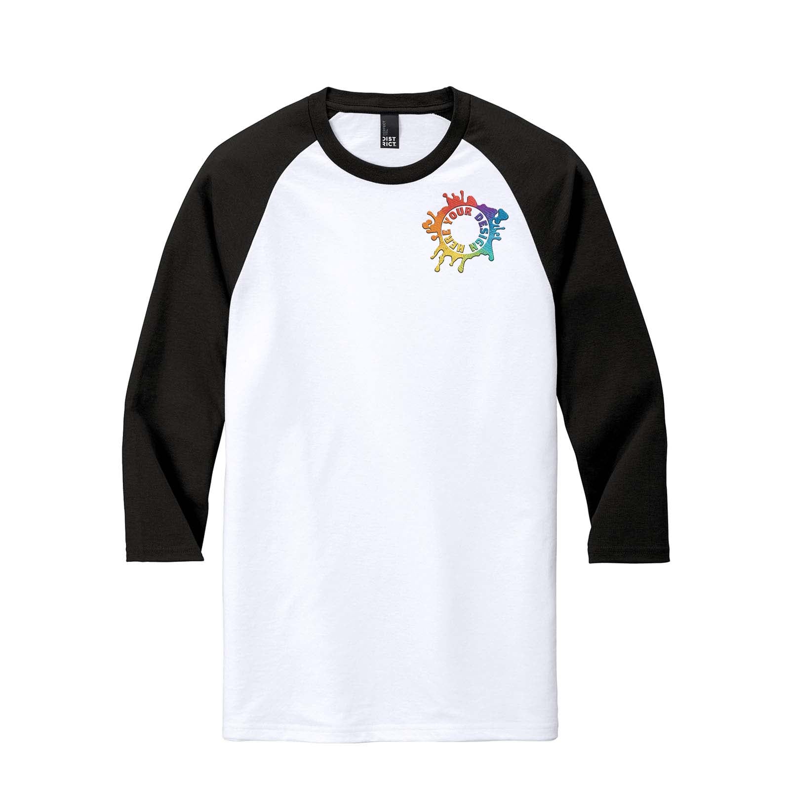 District Perfect Tri  3/4-Sleeve Raglan T Shirt Embroidery