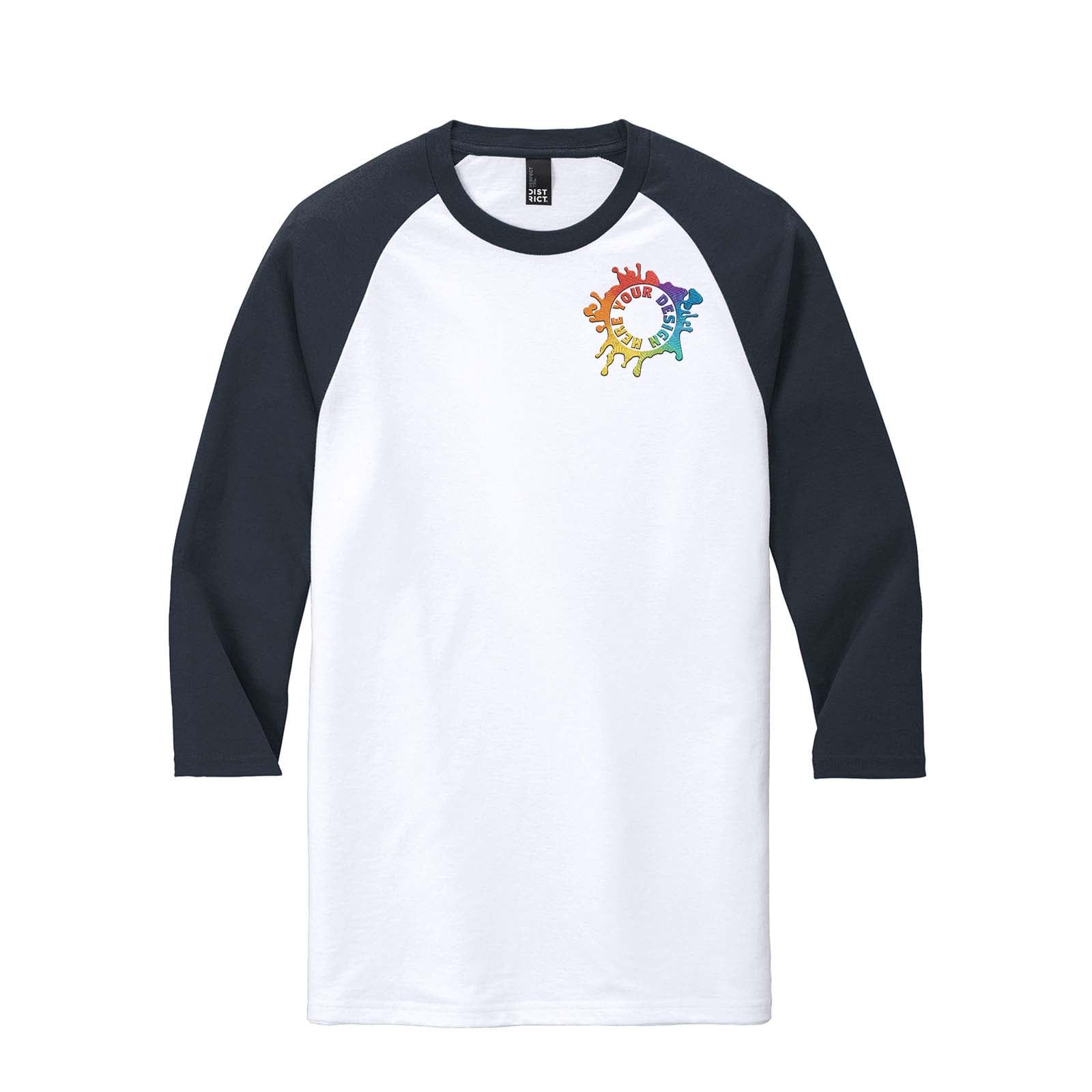 District Perfect Tri  3/4-Sleeve Raglan T Shirt Embroidery