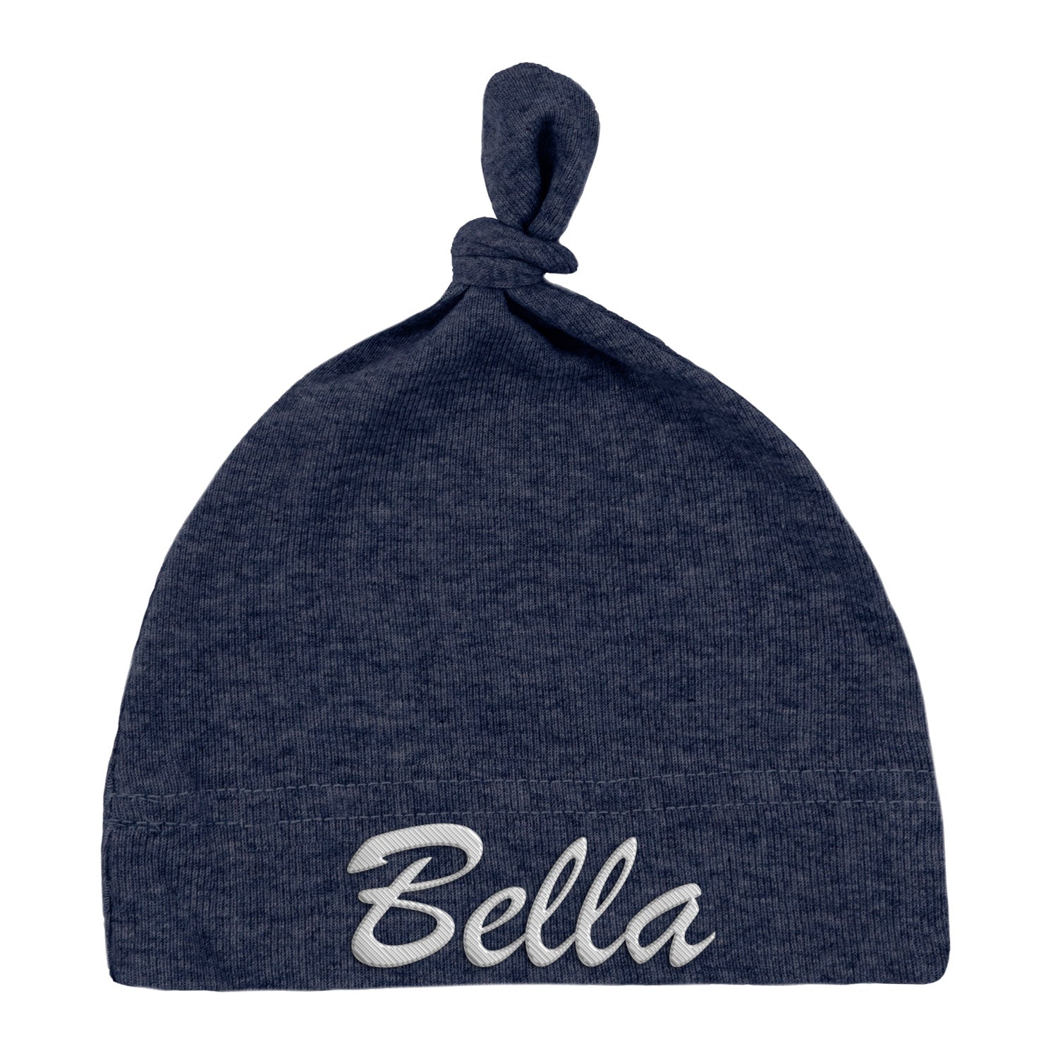 Embroidered Text Custom Name Baby Hat w/ Adjustable Top Knot