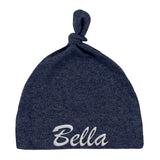 Embroidered Text Custom Name Baby Hat w/ Adjustable Top Knot
