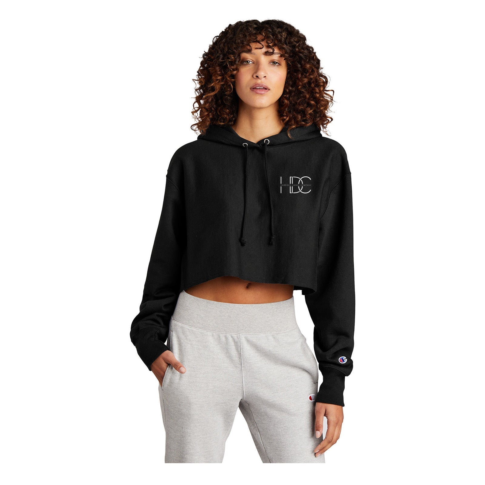 Harrison Dance Company - Champion Women's Reverse Weave Cropped Cut - Off Hooded Sweatshirt (Double Sided) - Mato & Hash