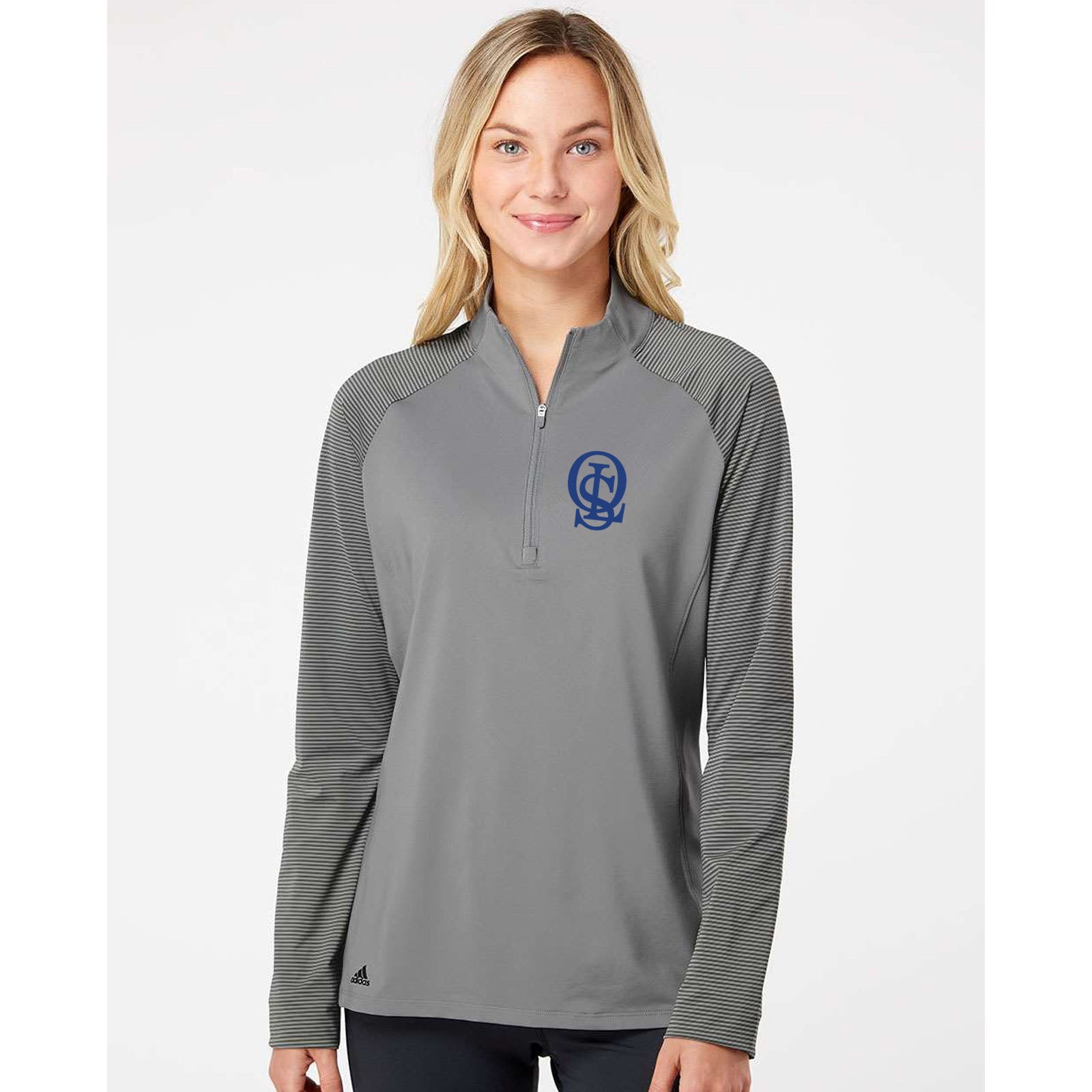 OLS Adidas - Women's Stripe Block Quarter-Zip Pullover Embroidery - Mato & Hash