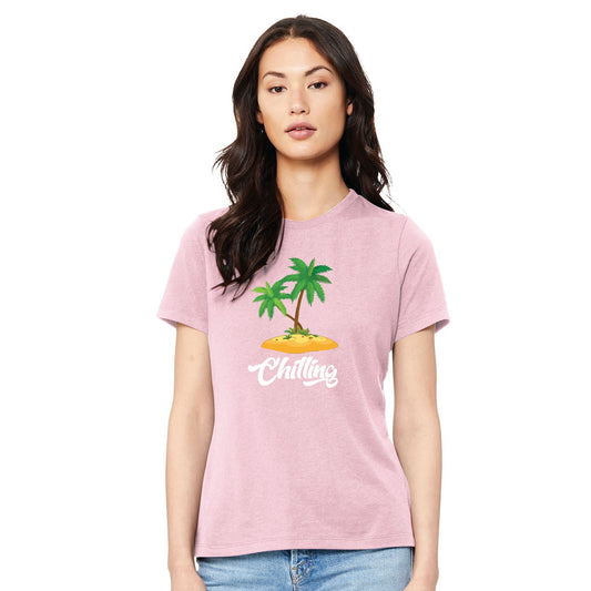 Palm Tree Printed Bella + Canvas Women's 100% Cotton Jersey V-Neck T-Shirt - Mato & Hash