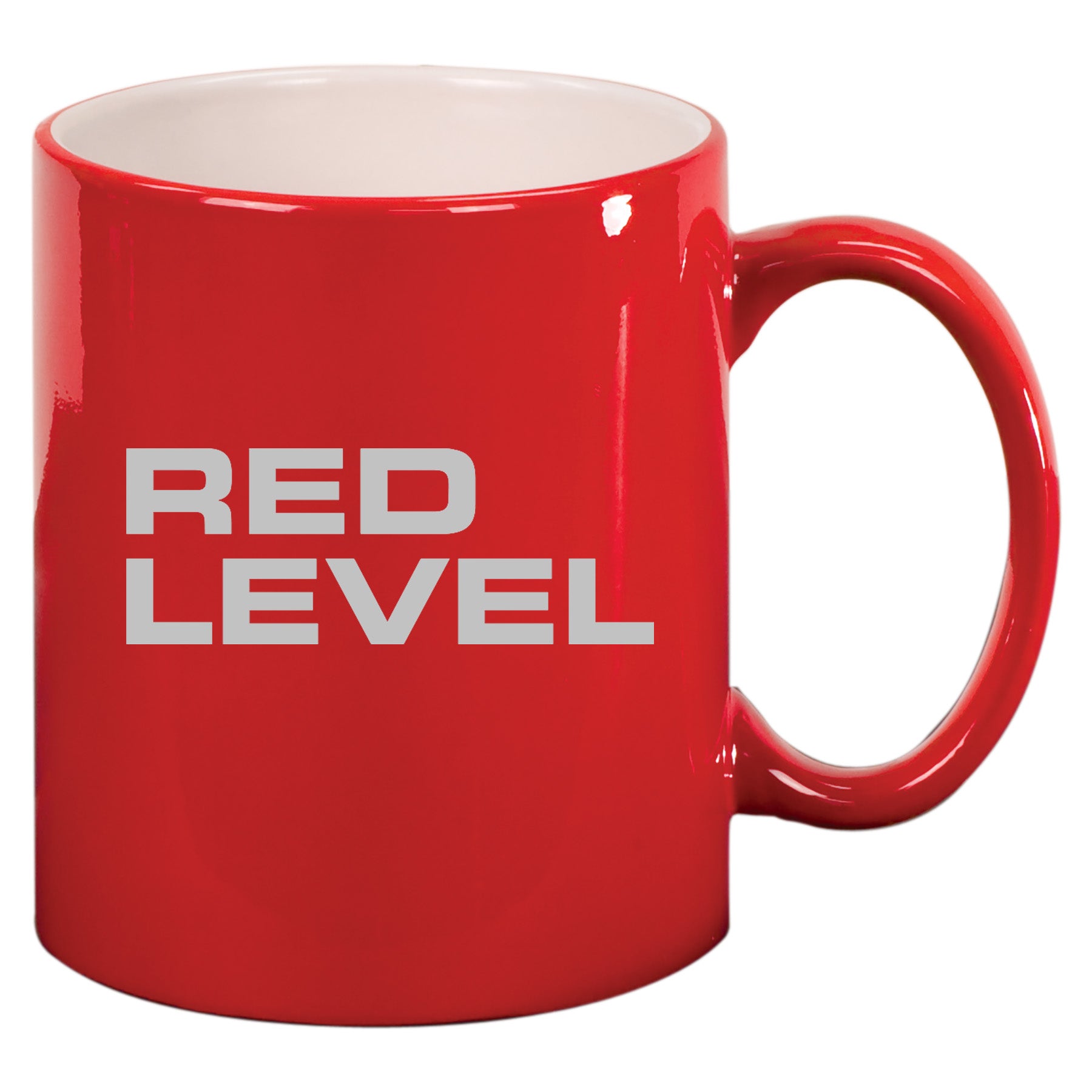 Red Level Lasered 11 oz. Ceramic Round Mug