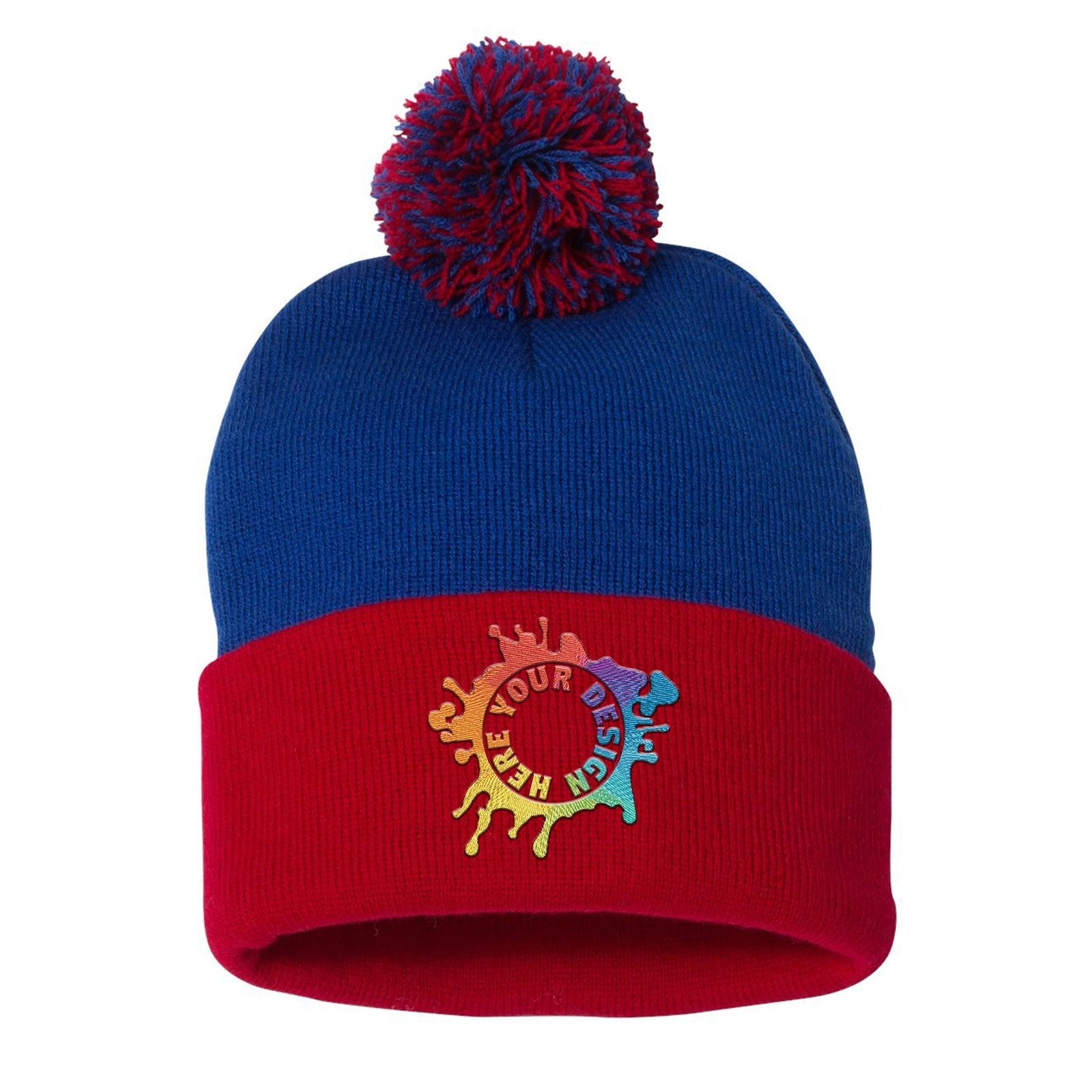Sportsman Pom-Pom 12" Knit Beanie Embroidery
