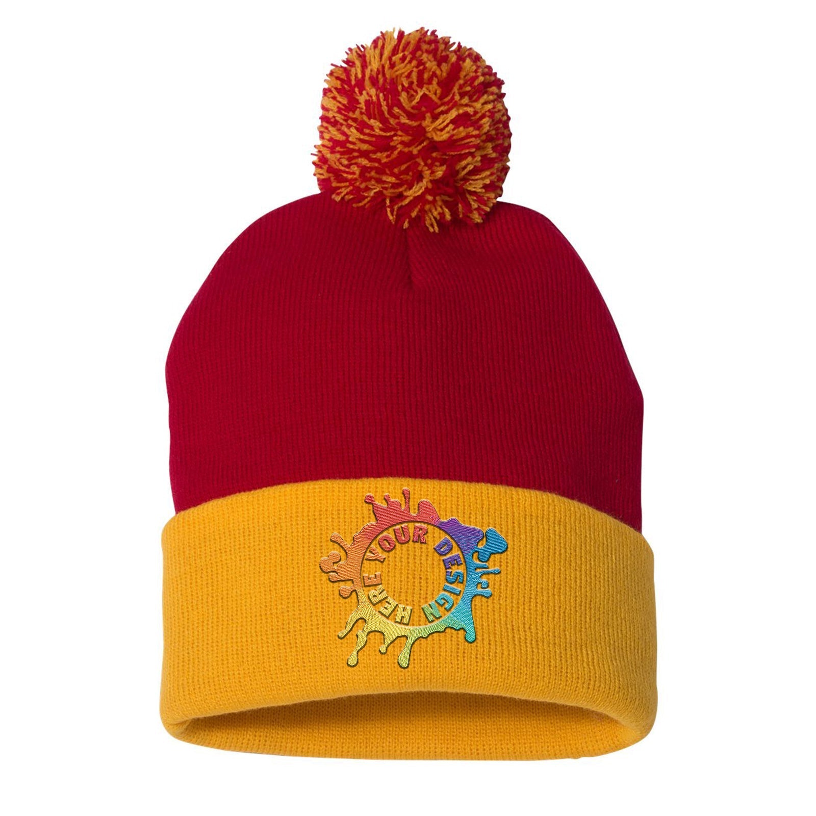 Sportsman Pom-Pom 12" Knit Beanie Embroidery