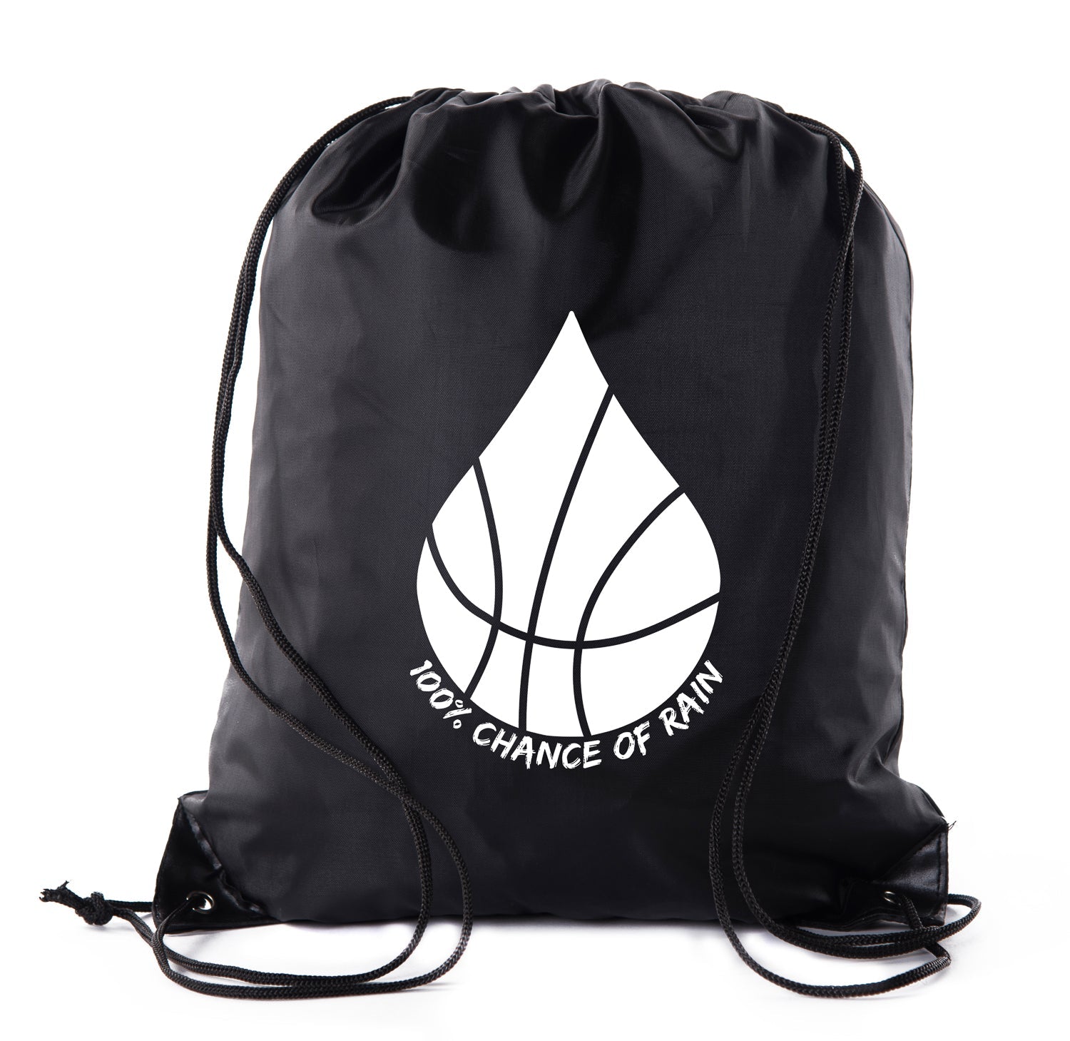 100% Chance of Rain Basketball Polyester Drawstring Bag