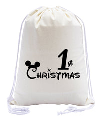 1st Christmas Cotton Drawstring Bag