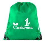1st Christmas Polyester Drawstring Bag
