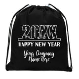 20XX Happy New Year Custom Company Name & Date Mini Polyester Drawstring Bag