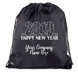 20XX Happy New Year Custom Company Name & Date Polyester Drawstring Bag