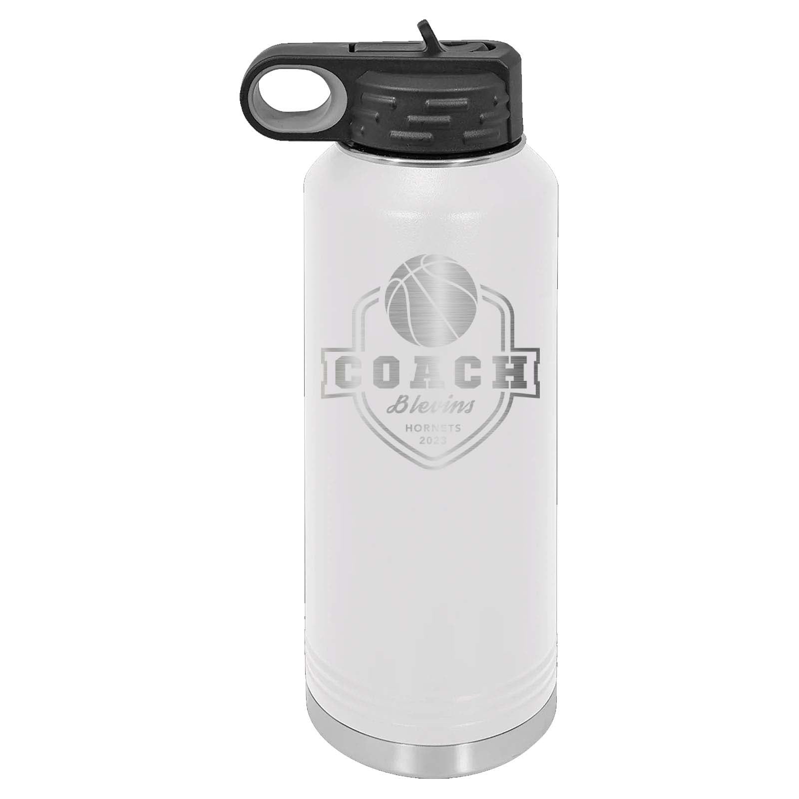 32oz Basketball Coach Laser Engraved Water Bottle - Mato & Hash