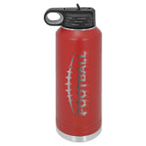 32oz Football Laser Engraved Water Bottle - Mato & Hash