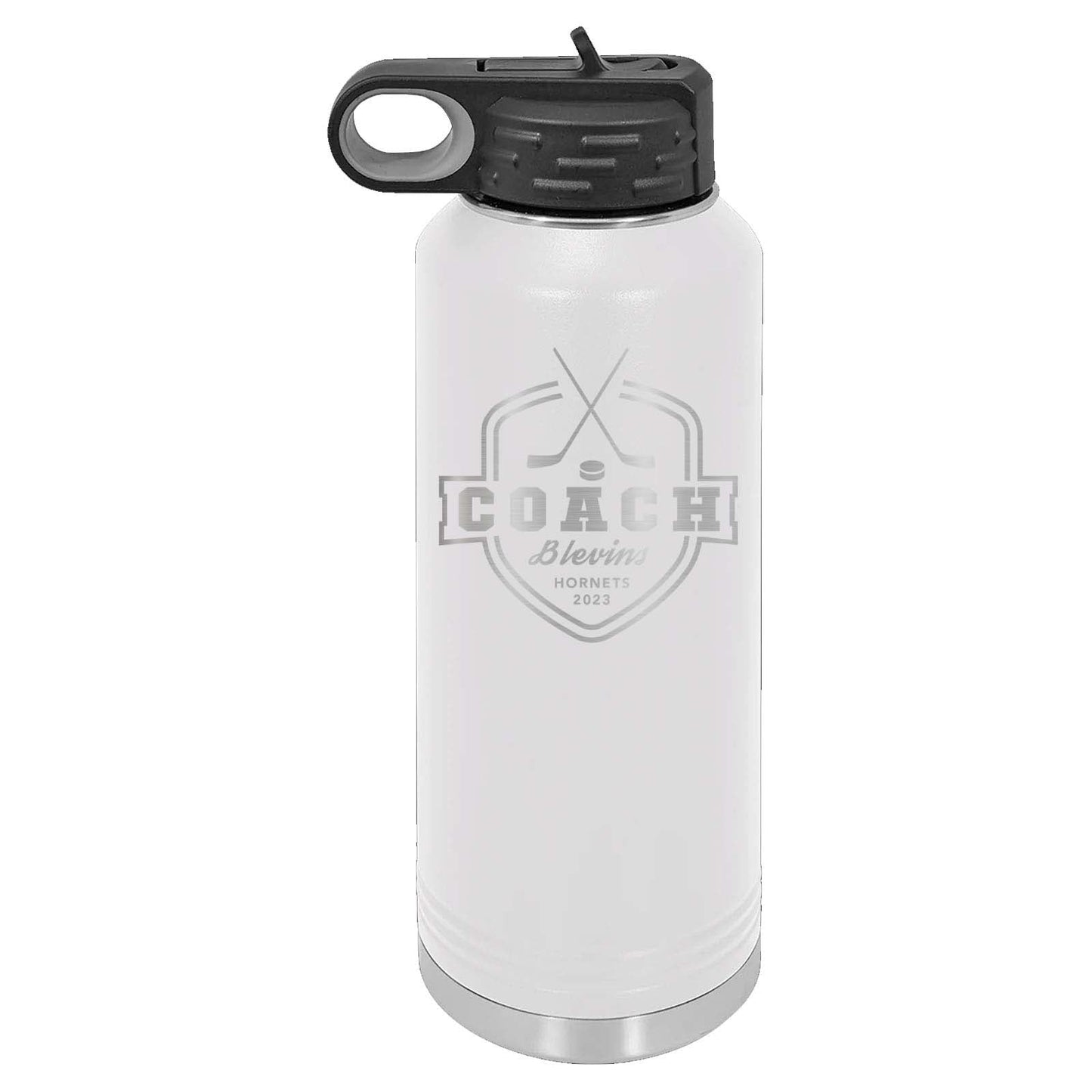 32oz Hockey Coach Laser Engraved Water Bottle - Mato & Hash