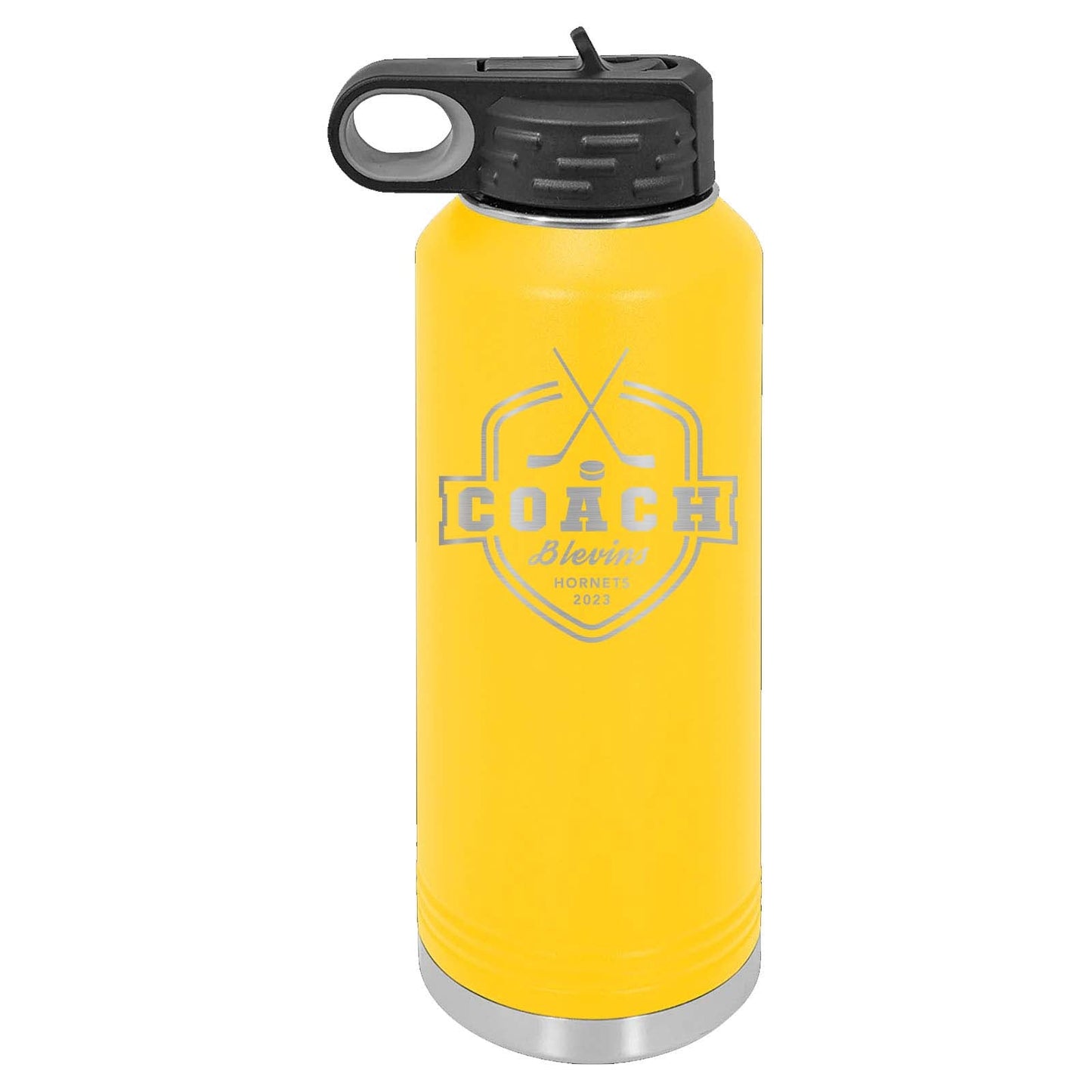 32oz Hockey Coach Laser Engraved Water Bottle - Mato & Hash