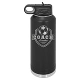 32oz Soccer Coach Laser Engraved Water Bottle - Mato & Hash