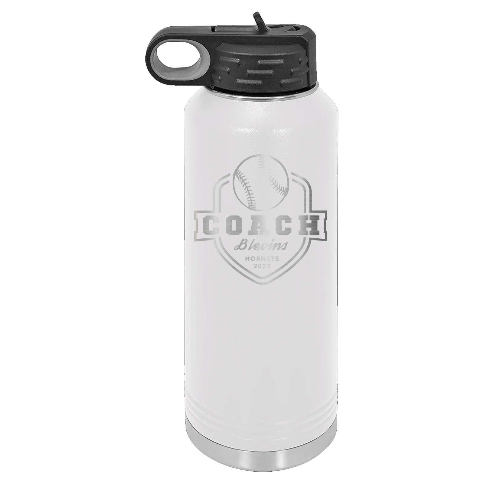 32oz Softball Coach Laser Engraved Water Bottle - Mato & Hash