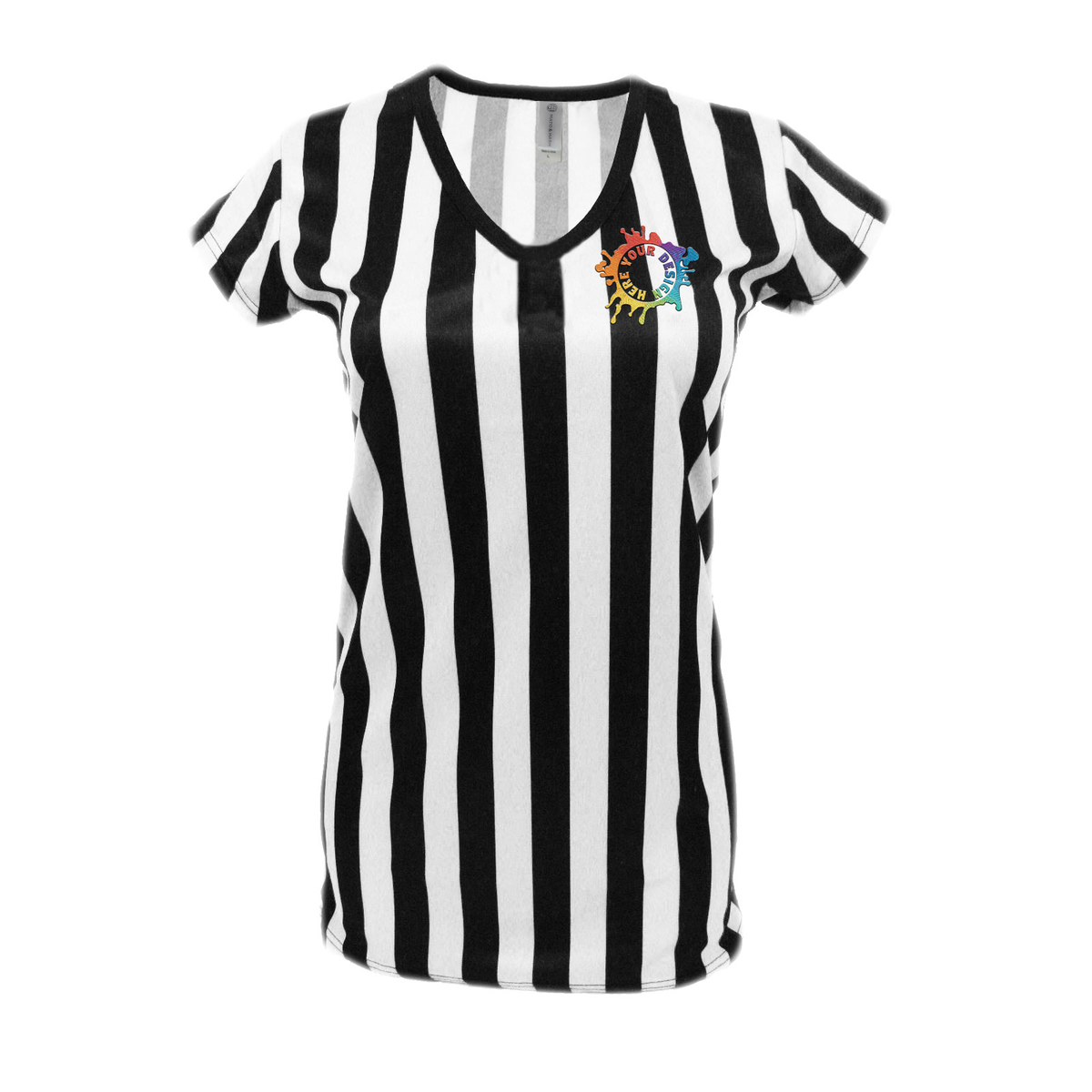 Mato & Hash Women's V-Neck Referee Shirt for Referee Uniforms or Costumes W/ Embroidery