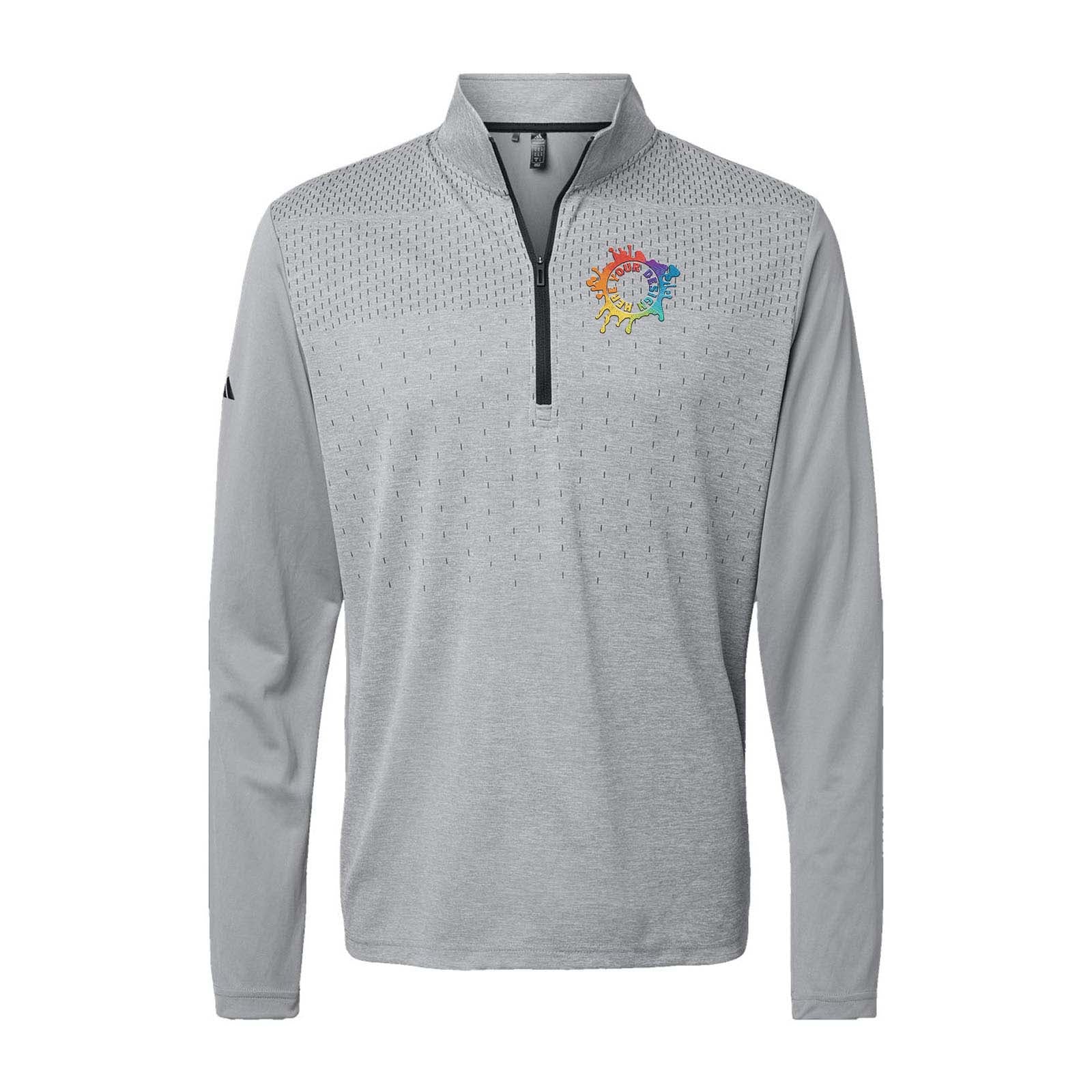 Adidas - Heather Block Print Quarter-Zip Pullover Embroidery - Mato & Hash