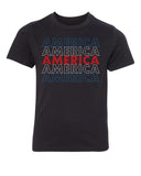 America Patriotic Stacked Text Kids 4th of July T Shirts - Mato & Hash