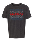 America Patriotic Stacked Text Kids 4th of July T Shirts - Mato & Hash