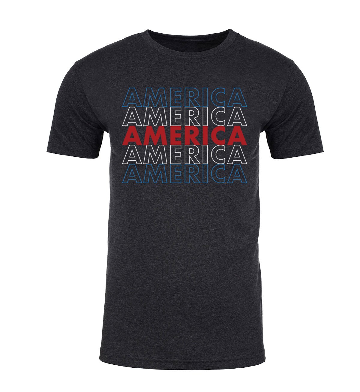 America Patriotic Stacked Text Unisex 4th of July T Shirts - Mato & Hash