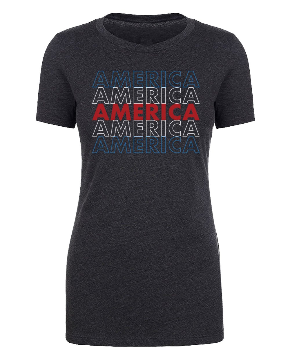 America Patriotic Stacked Text Womens 4th of July T Shirts - Mato & Hash