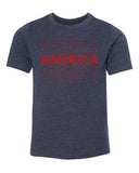 America Stacked Text Kids 4th of July T Shirts