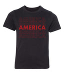 America Stacked Text Kids 4th of July T Shirts - Mato & Hash