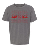 America Stacked Text Kids 4th of July T Shirts - Mato & Hash
