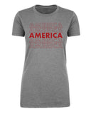 America Stacked Text Womens 4th of July T Shirts