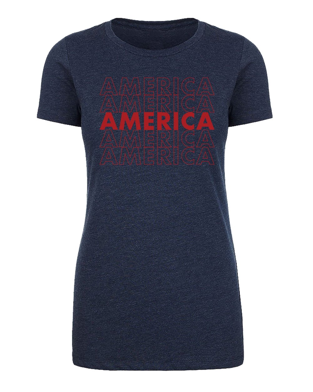 America Stacked Text Womens 4th of July T Shirts - Mato & Hash