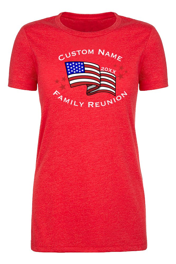 American Flag + Custom Name & Year Family Reunion Womens T Shirts - Mato & Hash